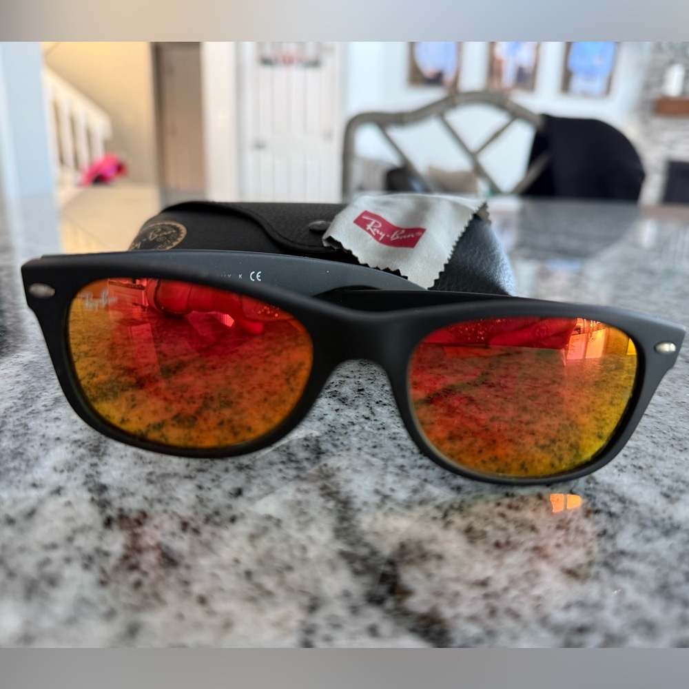 Ray-Ban Black Sunglasses with Orange Lenses
